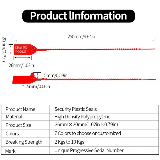 Breakable Seal Security Plastic Seals (Pack of 100pcs)