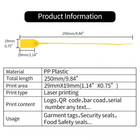 Breakable Seal Security Plastic Seals (Pack of 100pcs)