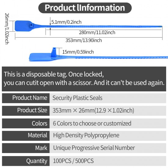 New Style Ladder Pull-Tight Plastic Seals (Pack of 100)